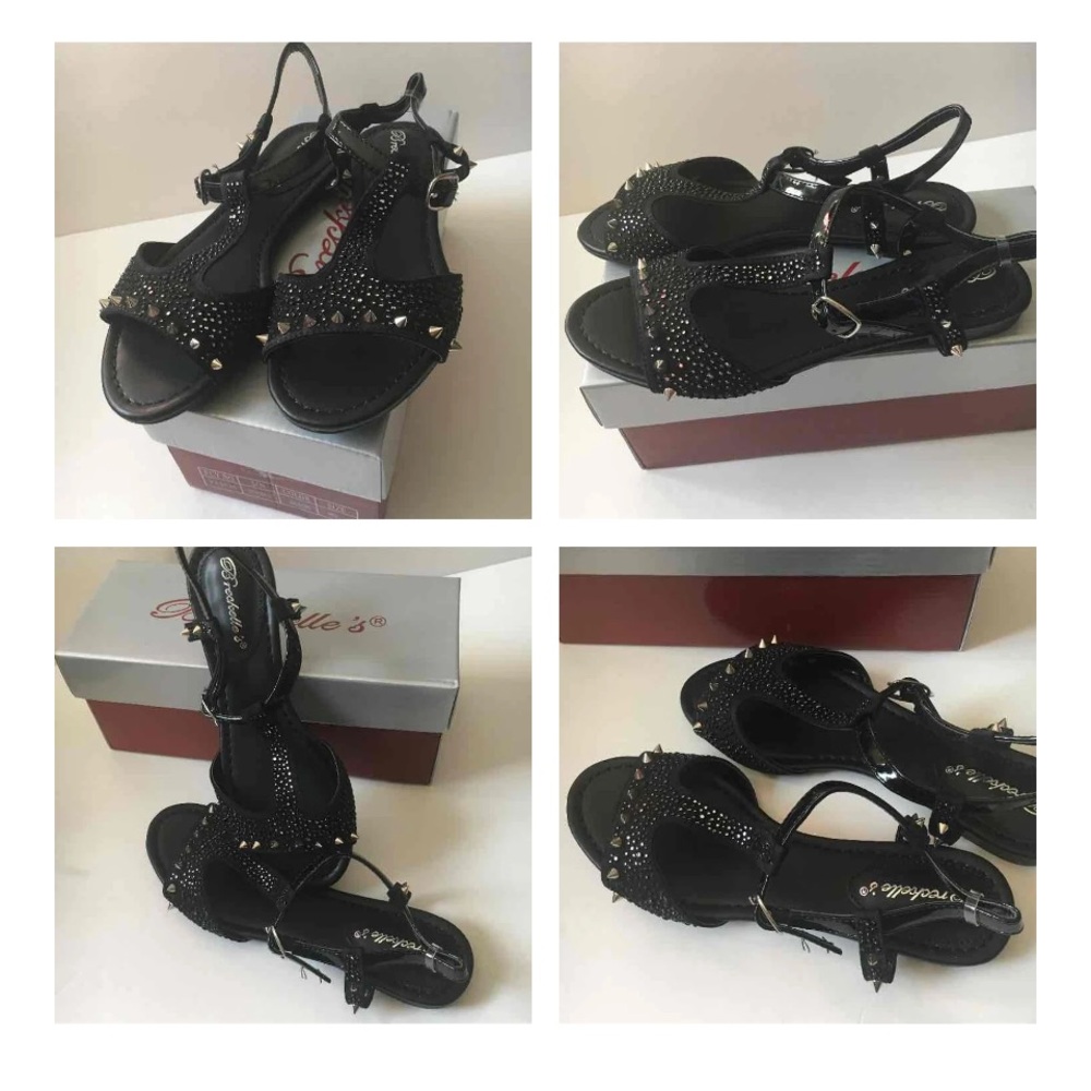 NIB Breckelles Deena Studded Sandals black  6
